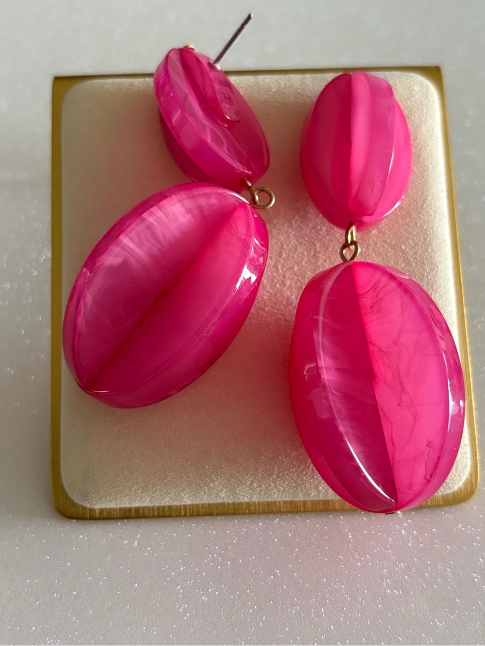 Bright Pink Resin Drop Earrings — Women Jewelry